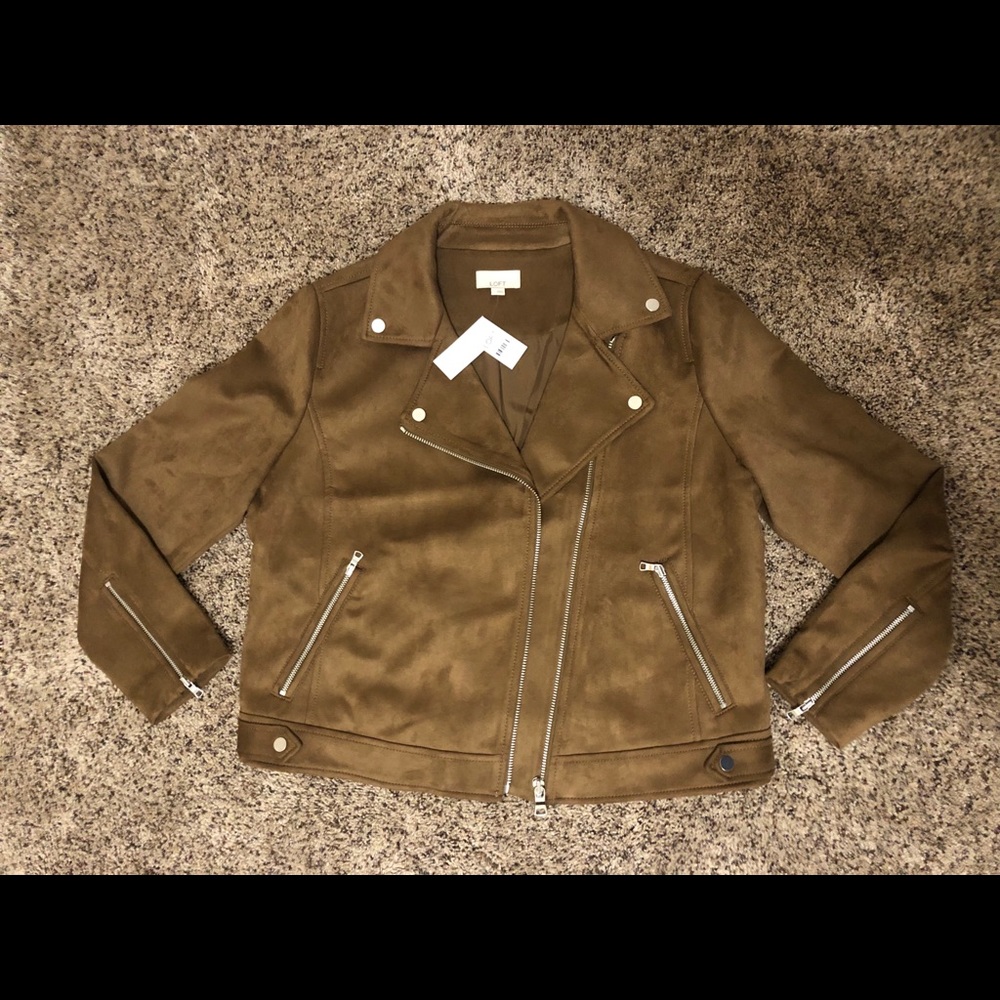 LOFT - NWT - Large Brown Suede Moto Jacket - Large